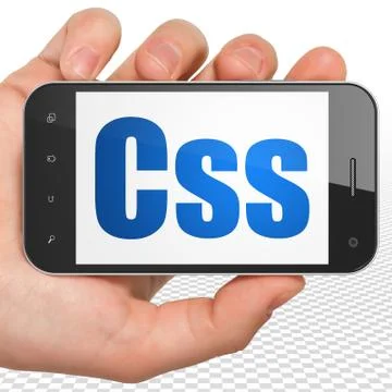 Database concept: Hand Holding Smartphone with Css on display Stock-Illustration