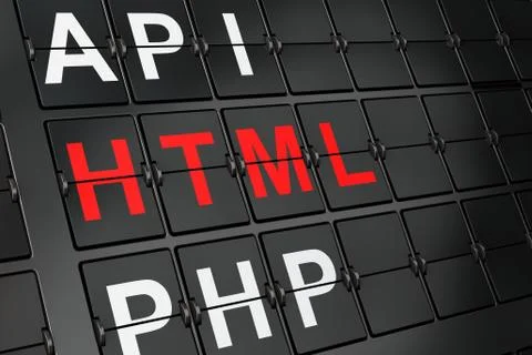 Database concept: Html on airport board background 스톡 일러스트