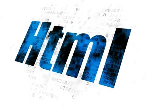 Database concept: Html on Digital background 库存插图