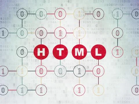 Database concept: Html on Digital Data Paper background 库存插图