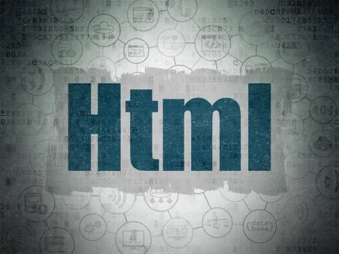 Database concept: Html on Digital Data Paper background Stock Illustration