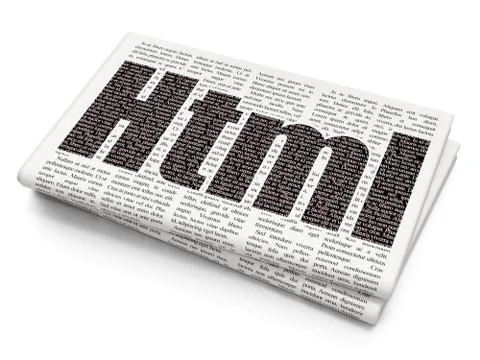 Database concept: Html on Newspaper background 库存插图