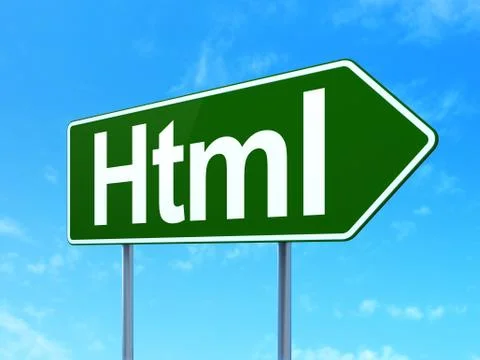 Database concept: Html on road sign background イラスト素材