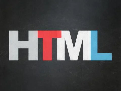 Database concept: Html on School board background 스톡 일러스트