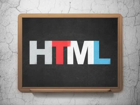 Database concept: Html on School board background Stock Illustration
