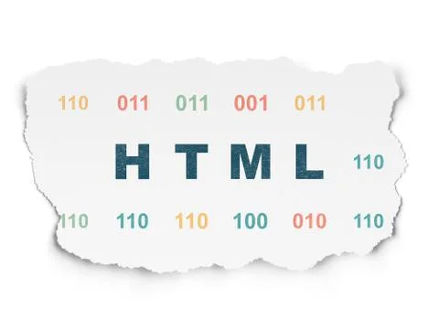 Database concept: Html on Torn Paper background Stockillustratie