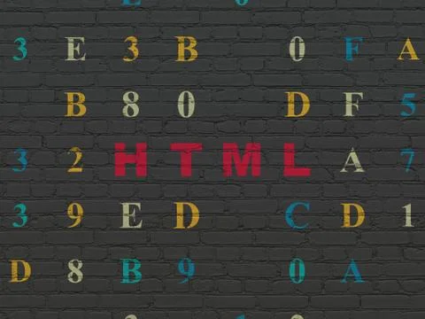 Database concept: Html on wall background Stock Illustration