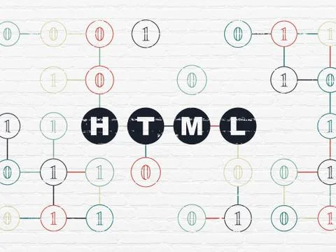 Database concept: Html on wall background Stockillustratie