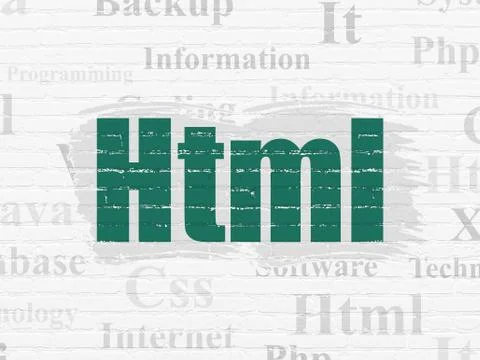 Database concept: Html on wall background 스톡 일러스트