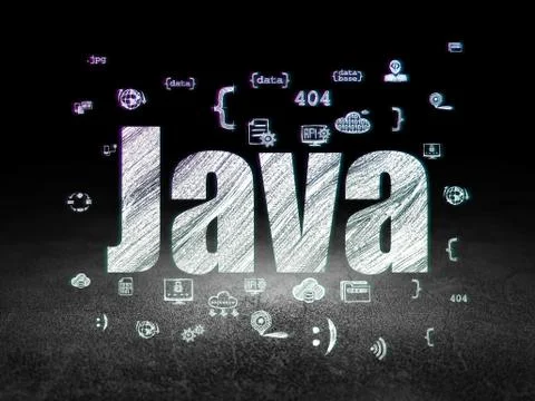 Database concept: Java in grunge dark room 库存插图