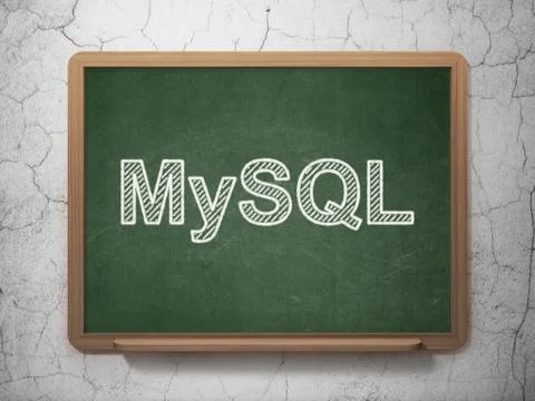 Database concept: MySQL on chalkboard background 스톡 일러스트