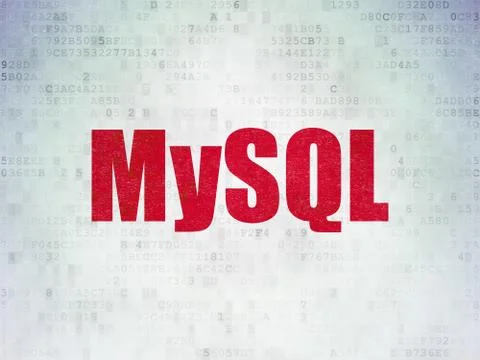 Database concept: MySQL on Digital Data Paper background 库存插图