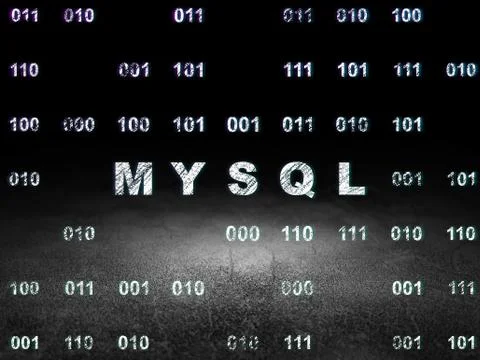 Database concept: MySQL in grunge dark room 스톡 일러스트