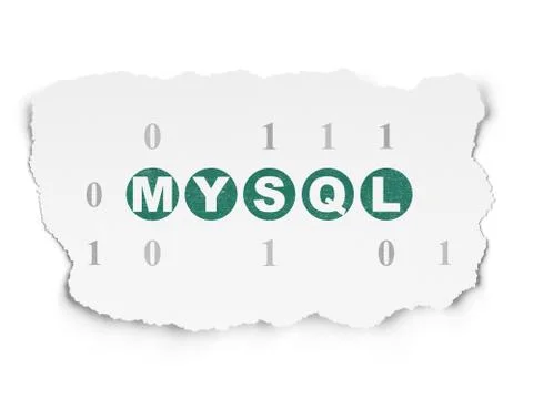 Database concept: MySQL on Torn Paper background Illustrazione stock