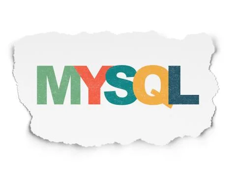 Database concept: MySQL on Torn Paper background 스톡 일러스트