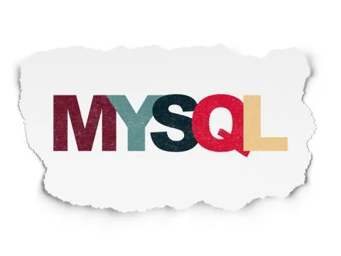 Database concept: MySQL on Torn Paper background 스톡 일러스트
