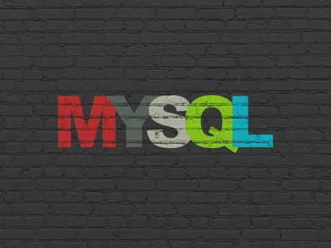 Database concept: MySQL on wall background Illustrazione stock