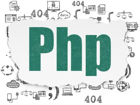 Database concept: Php on Torn Paper background Stock Illustration