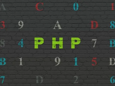 Database concept: Php on wall background 스톡 일러스트