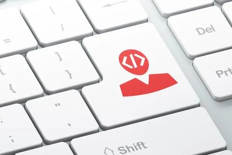 Database concept: Programmer on computer keyboard background Stock Illustration