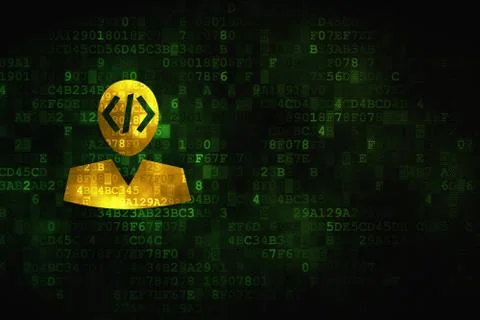 Database concept: Programmer on digital background イラスト素材