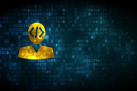 Database concept: Programmer on digital background イラスト素材