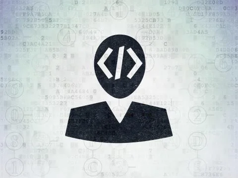 Database concept: Programmer on Digital Data Paper background Stock Illustration