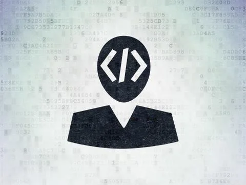 Database concept: Programmer on Digital Data Paper background 스톡 일러스트