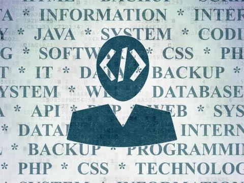 Database concept: Programmer on Digital Data Paper background Stock Illustration