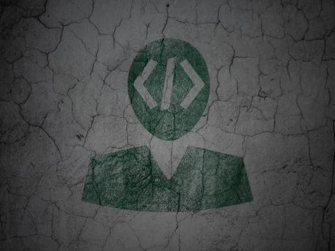 Database concept: Programmer on grunge wall background Stock-Illustration