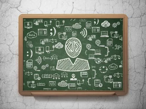 Database concept: Programmer on School board background Stock-Illustration