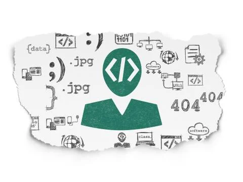 Database concept: Programmer on Torn Paper background Stock Illustration