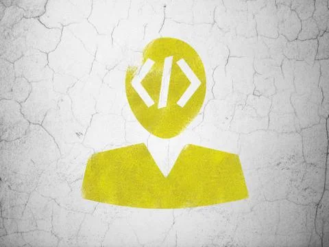 Database concept: Programmer on wall background Stock-Illustration