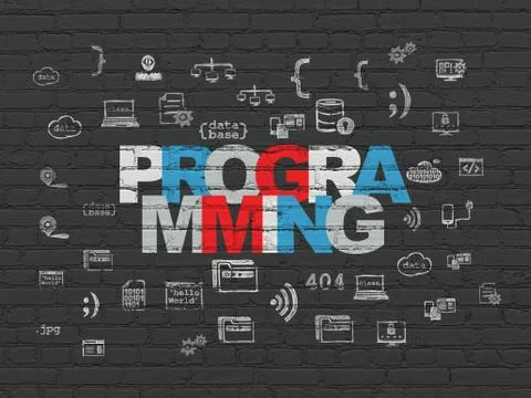 Database concept: Programming on wall background イラスト素材