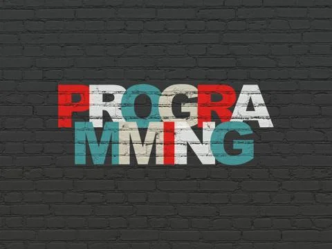 Database concept: Programming on wall background Illustrazione stock