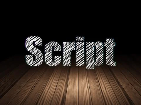 Database concept: Script in grunge dark room Stockillustratie