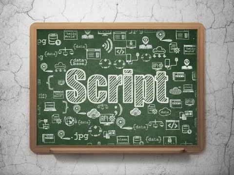 Database concept: Script on School board background 스톡 일러스트