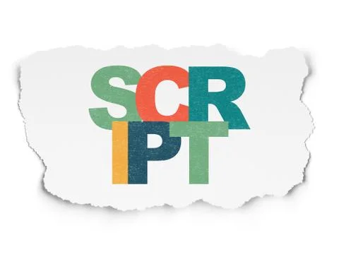 Database concept: Script on Torn Paper background 스톡 일러스트