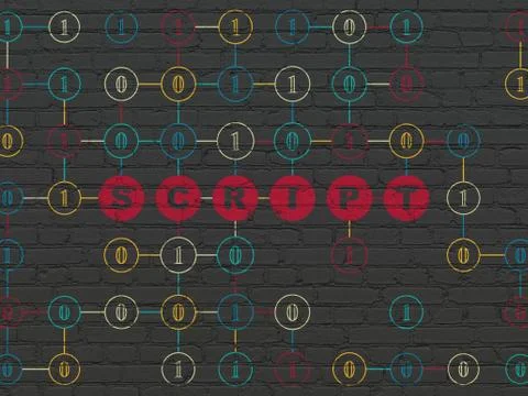 Database concept: Script on wall background 스톡 일러스트