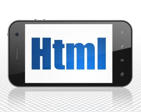 Database concept: Smartphone with Html on display 스톡 일러스트