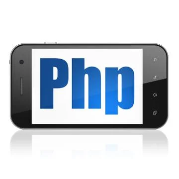 Database concept: Smartphone with Php on display Stockillustratie