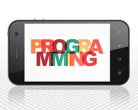 Database concept: Smartphone with Programming on  display Stock Illustration
