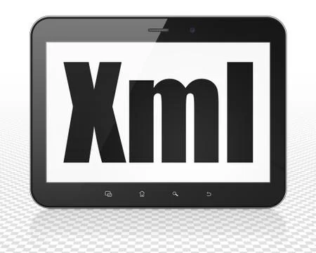 Database concept: Tablet Pc Computer with Xml on display Illustration