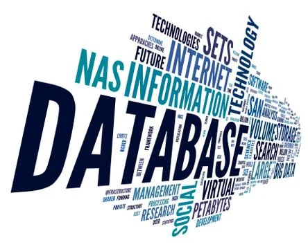 Database concept in word cloud Stock Illustration