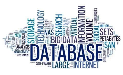 Database concept in word cloud Stock Illustration