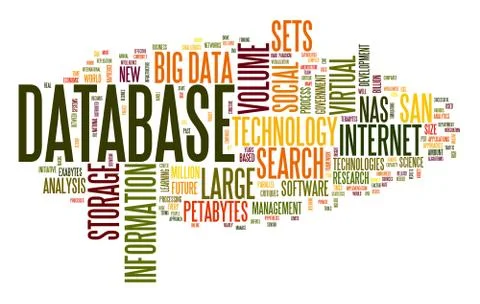 Database concept in word cloud Stock Illustration