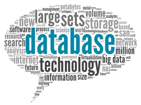 Database concept in word cloud Stock Illustration
