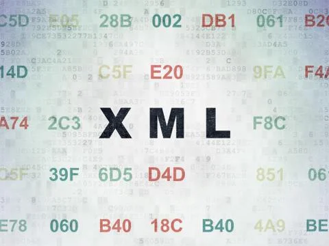 Database concept: Xml on Digital Data Paper background 스톡 일러스트