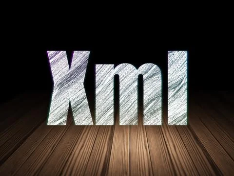 Database concept: Xml in grunge dark room Stockillustratie