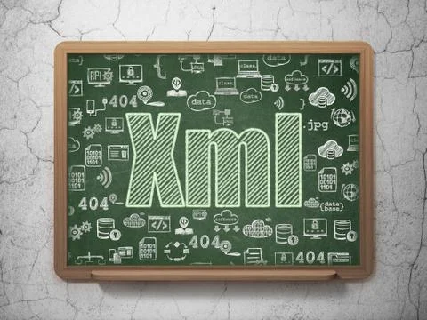 Database concept: Xml on School board background Stock Illustration
